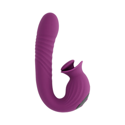 Evolved Deep Ecstasy Wild Aster Thrusting Vibrator with Clitoral Stimulator – Purple