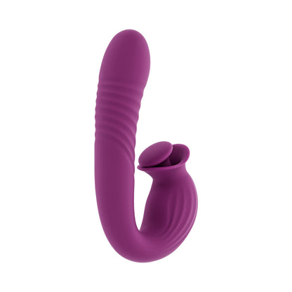 Evolved Deep Ecstasy Wild Aster Thrusting Vibrator with Clitoral Stimulator – Purple