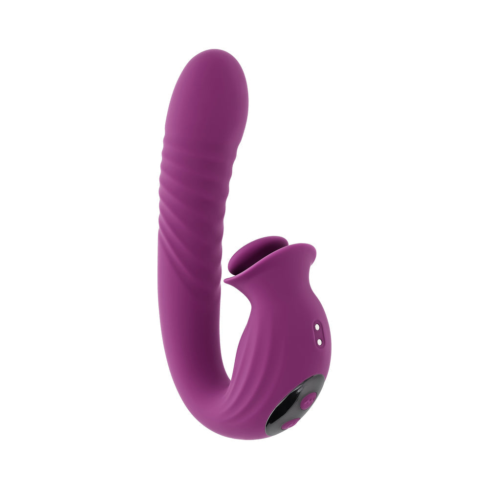 Evolved Deep Ecstasy Wild Aster Thrusting Vibrator with Clitoral Stimulator – Purple