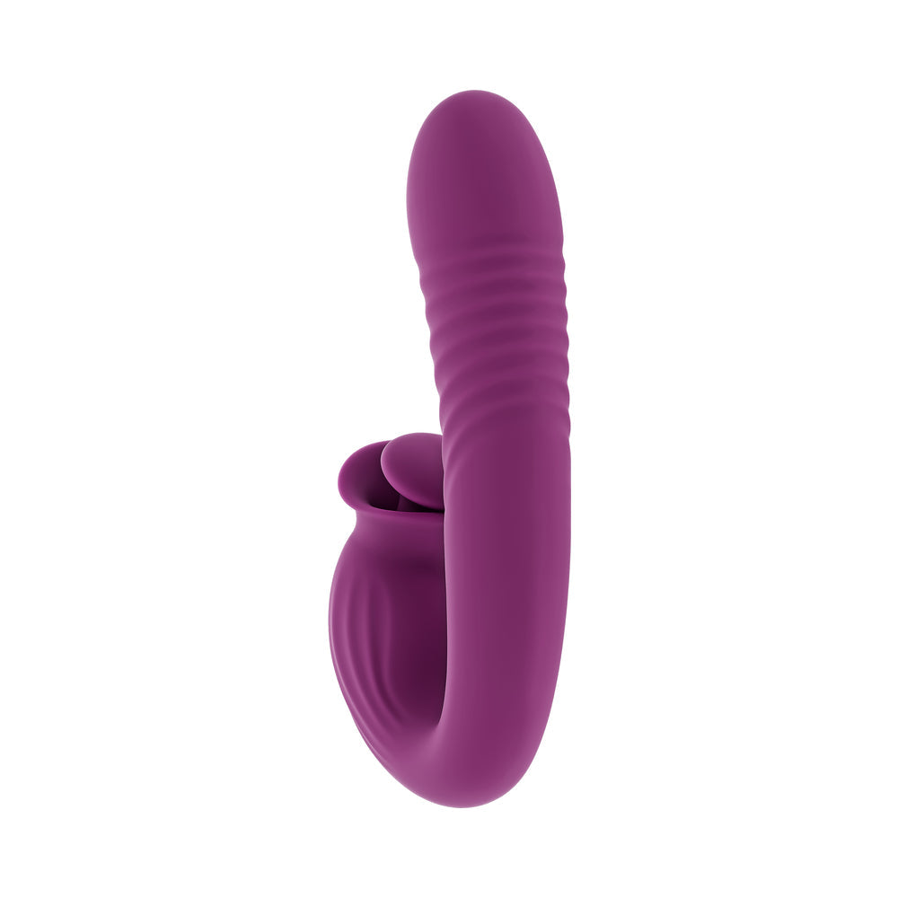 Evolved Deep Ecstasy Wild Aster Thrusting Vibrator with Clitoral Stimulator – Purple