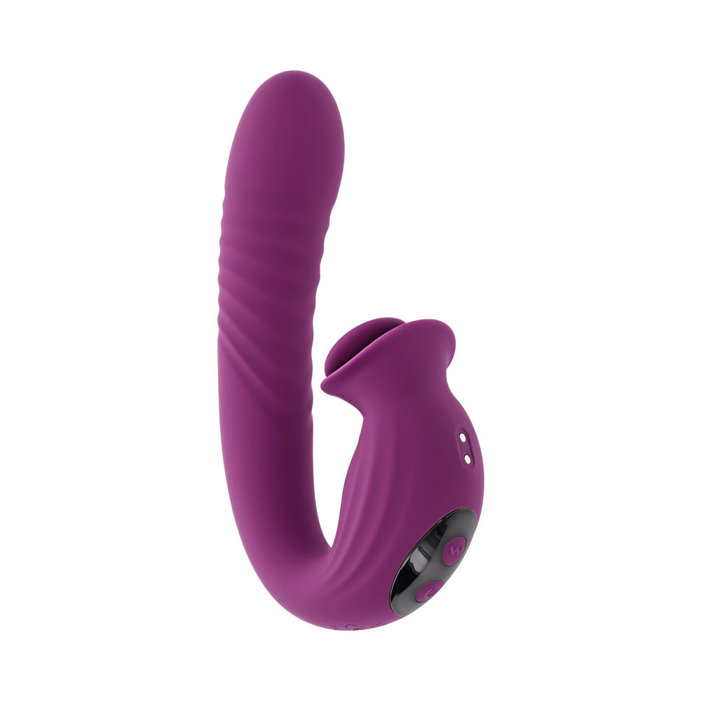 Evolved Deep Ecstasy Wild Aster Thrusting Vibrator with Clitoral Stimulator – Purple