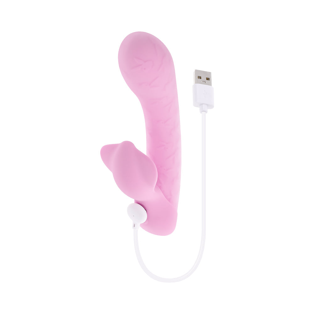 Playboy Rabbit Party Petal Dual Vibrator - Light Pink