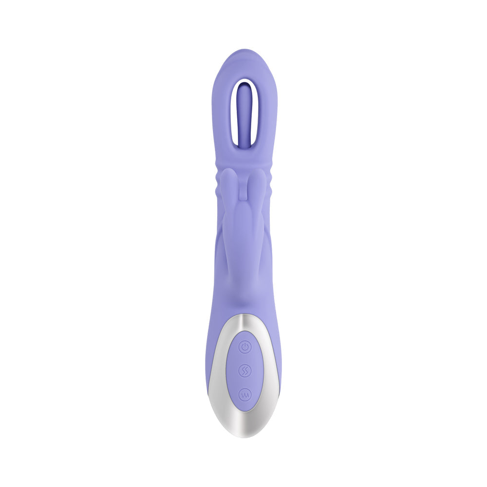 Playboy Tap Me In Dual Vibrator with Flapper & Thrusting - Light Purple