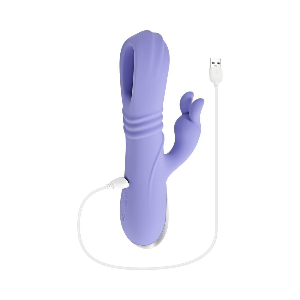 Playboy Tap Me In Dual Vibrator with Flapper & Thrusting - Light Purple