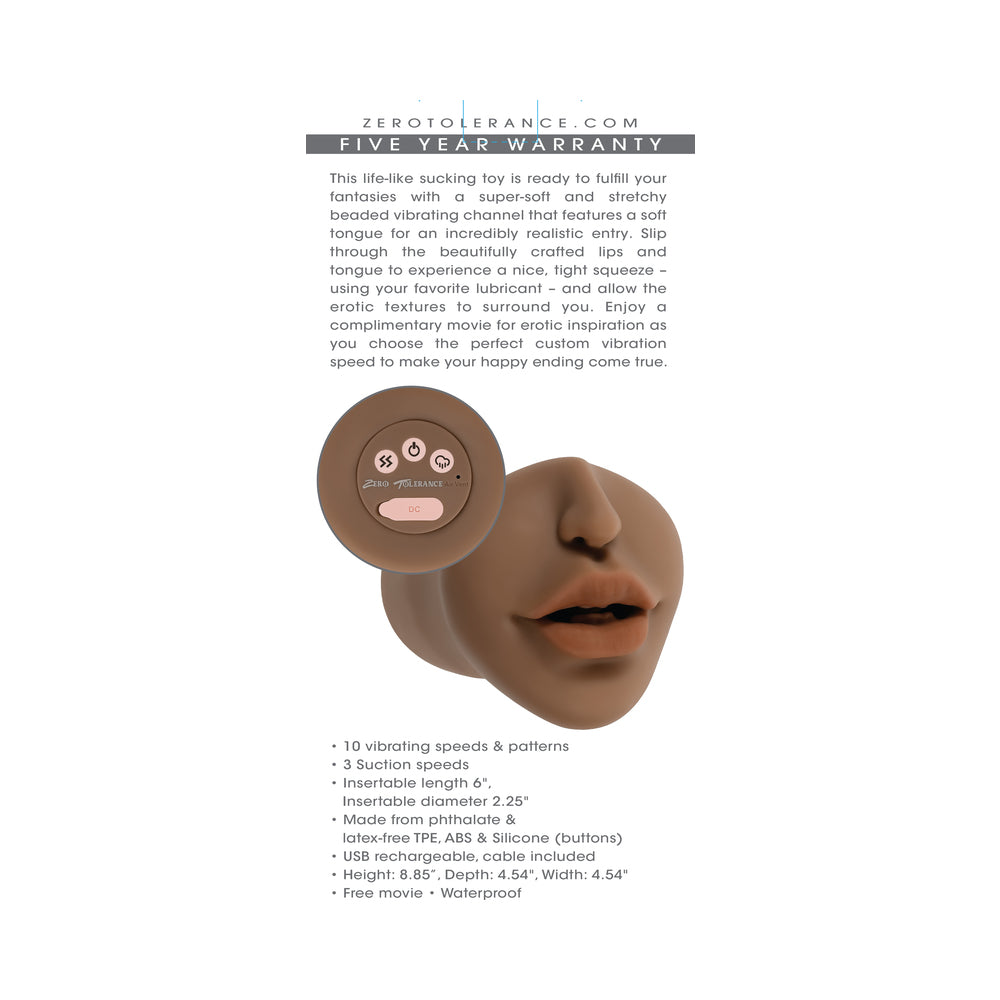 Zero Tolerance Channel Heart Realistic Kiss & Tell Stroker – Brown