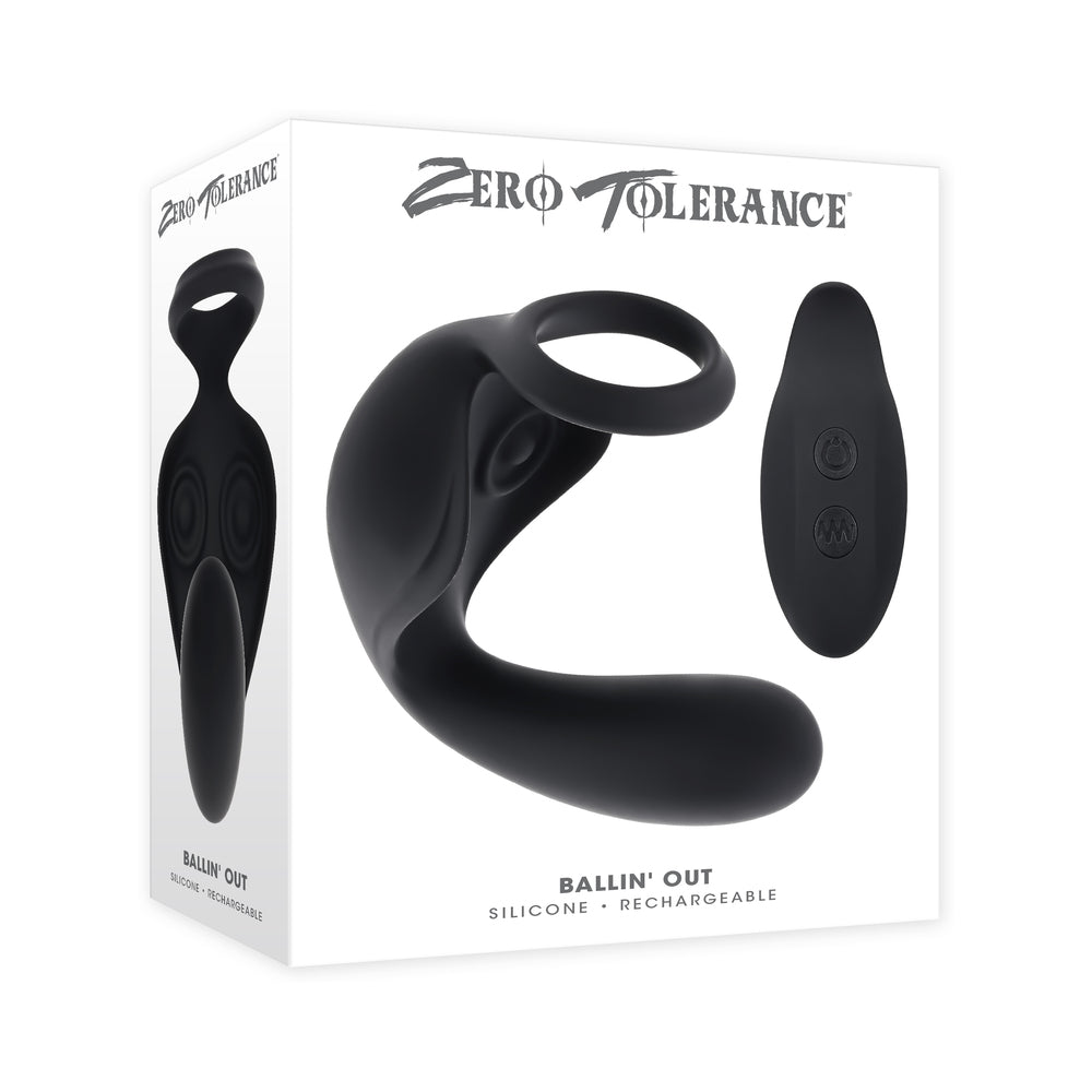 Zero Tolerance Ballin' Out Prostate Massager with Vibrating Shaft and Tapping Wings - Black