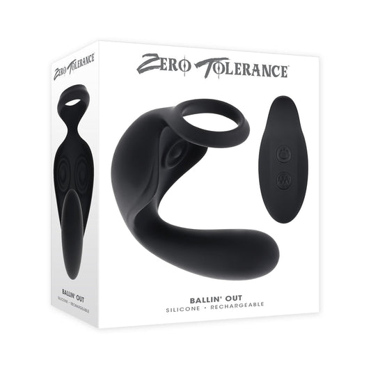 Zero Tolerance Ballin' Out Prostate Massager with Vibrating Shaft and Tapping Wings - Black