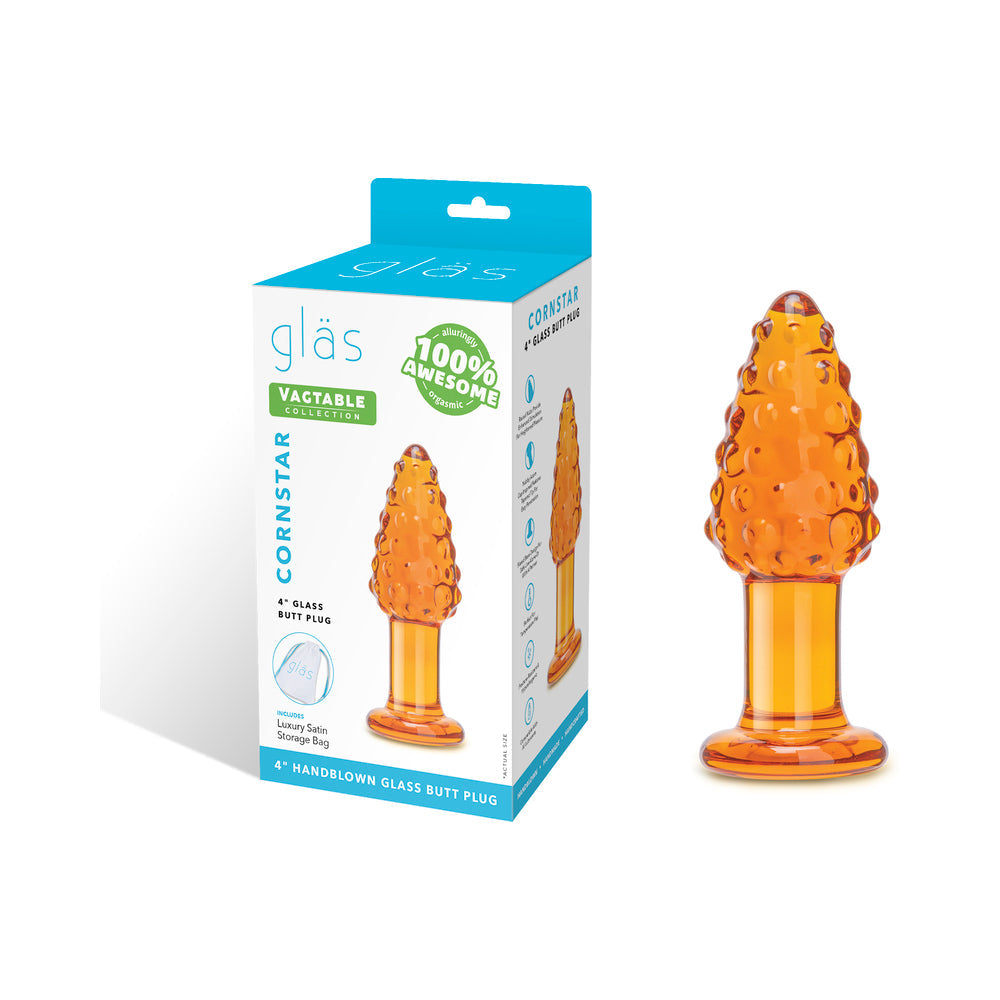 Electric Eel Cornstar 4 in. Glass Butt Plug – Orange