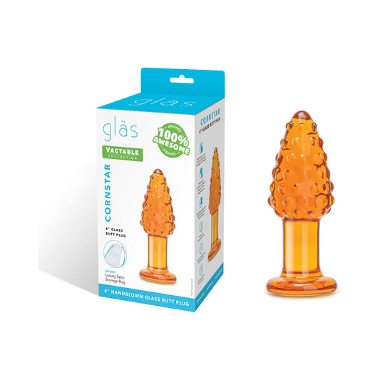 Electric Eel Cornstar 4 in. Glass Butt Plug – Orange