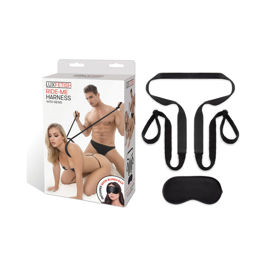 Lux Fetish Ride-Me Harness with Reins – Black Bondage Harness