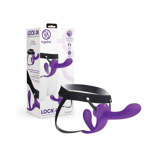 Together Lock-In Dual-Ended Vibrating Strap-on & Harness Set – Black
