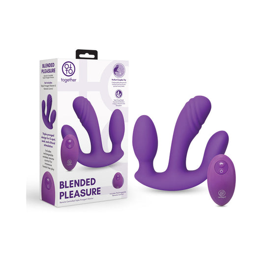 Together Blended Pleasure Remote Controlled Triple-Pronged Vibrator - Purple