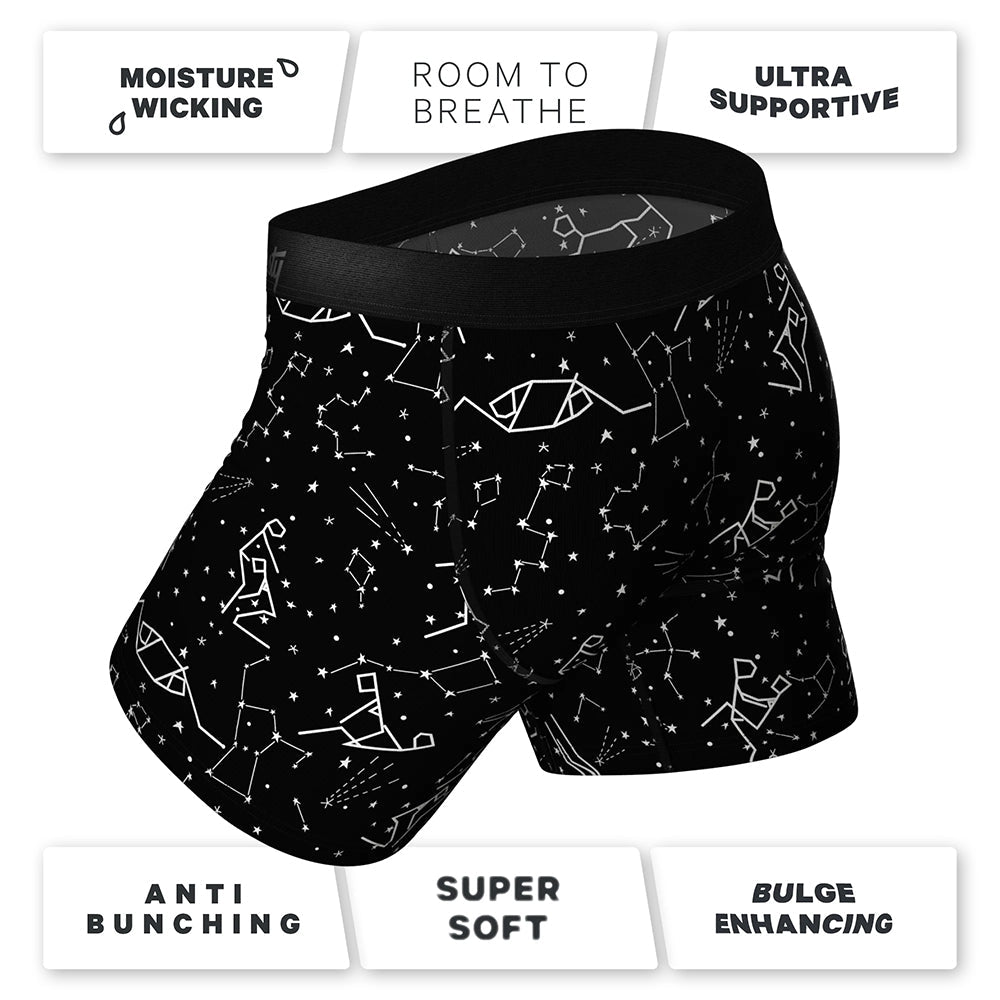 Shinesty The Big Bang Glow-in-the-Dark Constellation Ball Hammock Pouch Underwear 2XL - Black