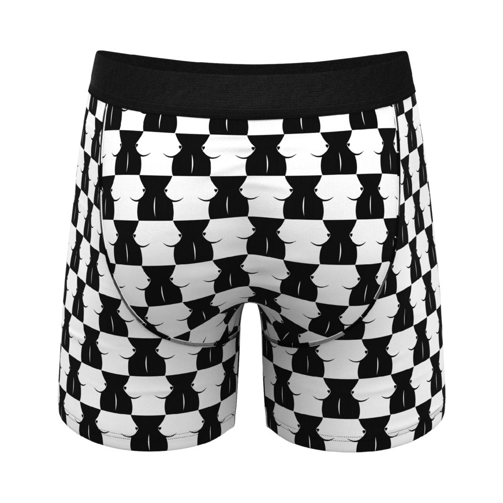 Shinesty The Chest Mate Checkered Ball Hammock Pouch Underwear - Black, Size S