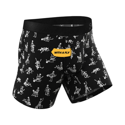 Shinesty The Bare Back Bones Glow-in-the-Dark Skeletons Ball Hammock Pouch Underwear with Fly 5XL - Black
