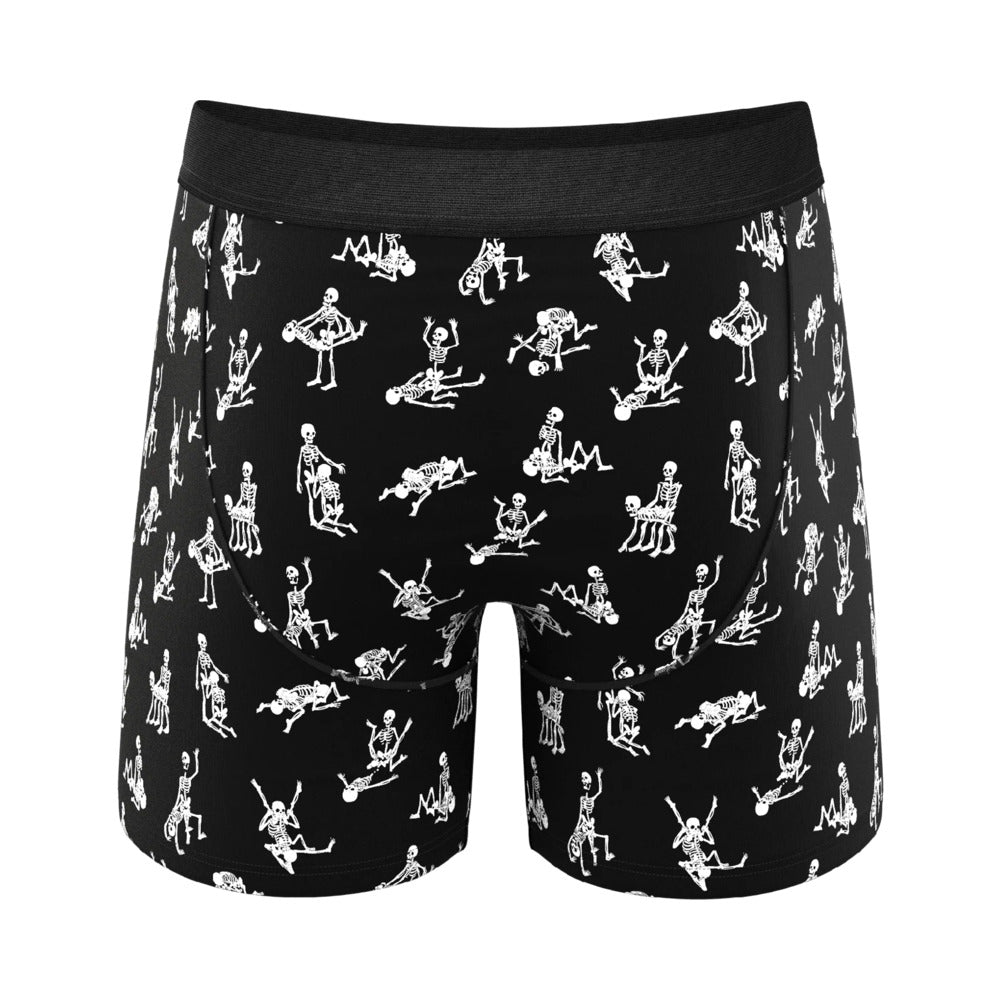 Shinesty The Bare Back Bones Glow-in-the-Dark Skeletons Ball Hammock Pouch Underwear with Fly 5XL - Black
