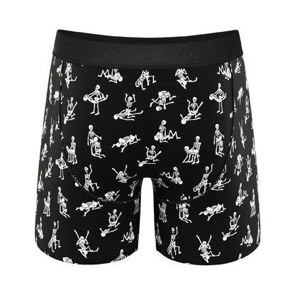 Shinesty The Bare Back Bones Glow-in-the-Dark Skeletons Ball Hammock Pouch Underwear with Fly 5XL - Black