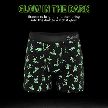 Shinesty The Bare Back Bones Glow-in-the-Dark Skeletons Ball Hammock Pouch Underwear with Fly 5XL - Black