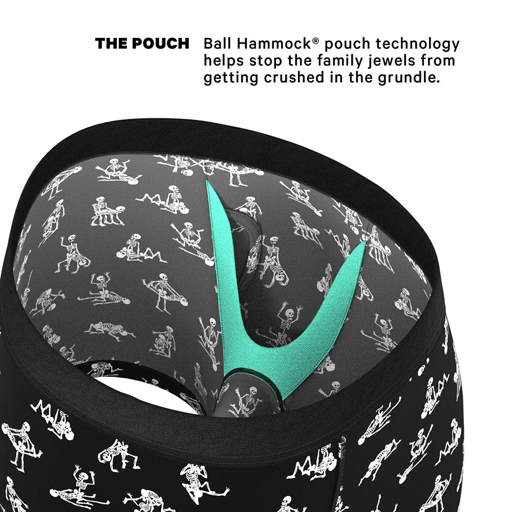 Shinesty The Bare Back Bones Glow-in-the-Dark Skeletons Ball Hammock Pouch Underwear with Fly 5XL - Black