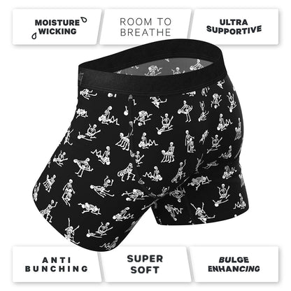 Shinesty The Bare Back Bones Glow-in-the-Dark Skeletons Ball Hammock Pouch Underwear with Fly 5XL - Black