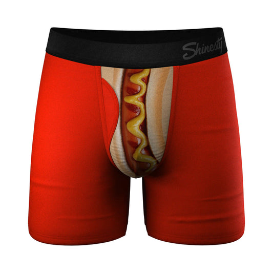 Shinesty Coney Islands Hot Dog Ball Hammock Pouch Underwear with Fly - Red - XS
