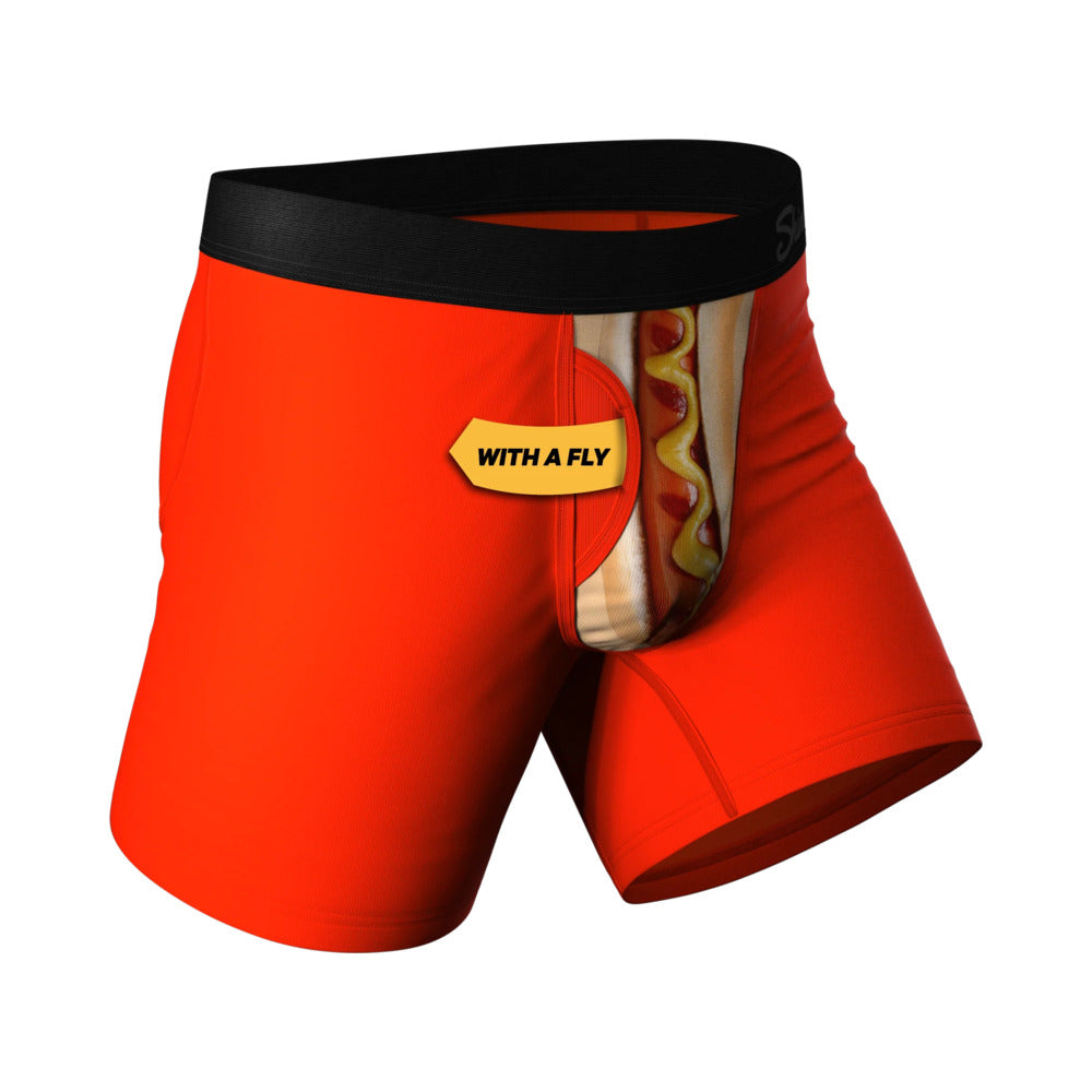 Shinesty Coney Islands Hot Dog Ball Hammock Pouch Underwear with Fly - Red - XS