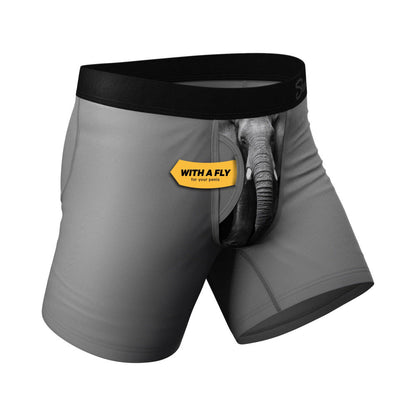 Shinesty The Junk In The Trunk Elephant Ball Hammock Pouch Underwear with Fly - Gray