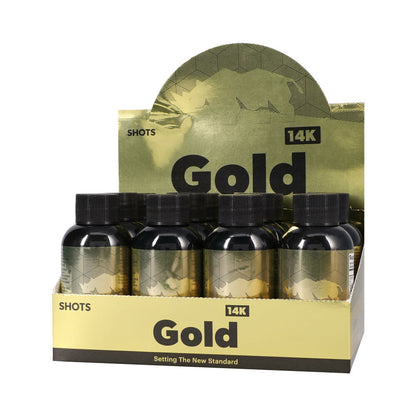 Rhino Gold 14K Liquid Shots 12-Pack Display – 2 oz Bottles