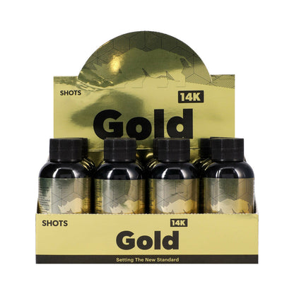 Rhino Gold 14K Liquid Shots 12-Pack Display – 2 oz Bottles