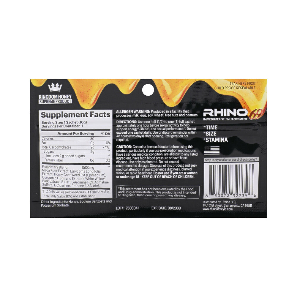 Rhino 69 Honey 24-Pack Display - Dietary Supplement