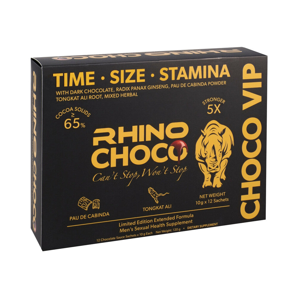 Rhino Choco 5 x Stronger 12-Pack Display – Dark Chocolate with Herbal Blend
