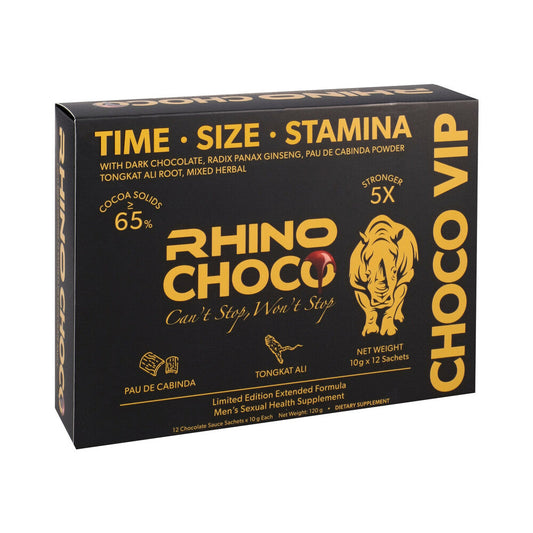 Rhino Choco 5 x Stronger 12-Pack Display – Dark Chocolate with Herbal Blend