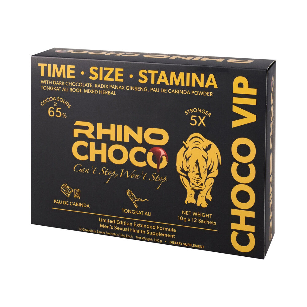 Rhino Choco 5 x Stronger 12-Pack Display – Dark Chocolate with Herbal Blend