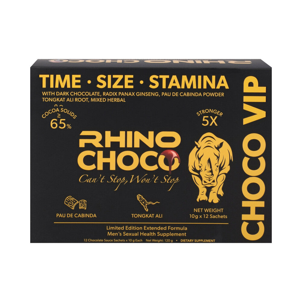 Rhino Choco 5 x Stronger 12-Pack Display – Dark Chocolate with Herbal Blend