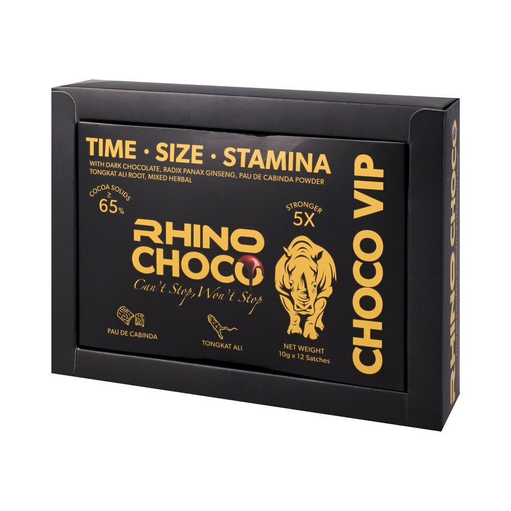 Rhino Choco 5 x Stronger 12-Pack Display – Dark Chocolate with Herbal Blend