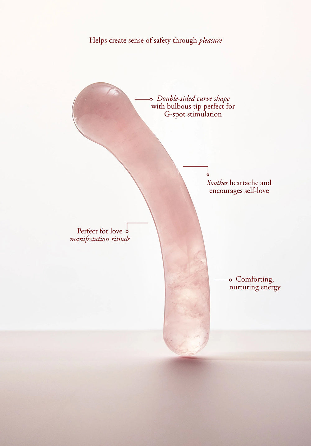 Chakrubs Heart Curve Rose Quartz Wand – Light Pink – G-Spot Stimulation Tool