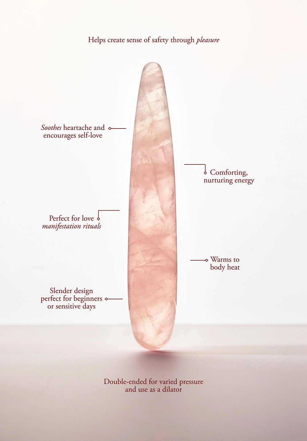 Chakrubs Heart Slim Rose Quartz Wand – Light Pink