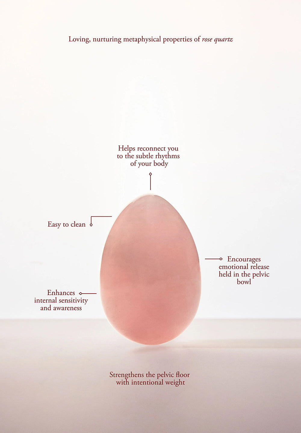 Chakrubs Heart Yoni Egg Rose Quartz – Non-Drilled Crystal Egg – Light Pink