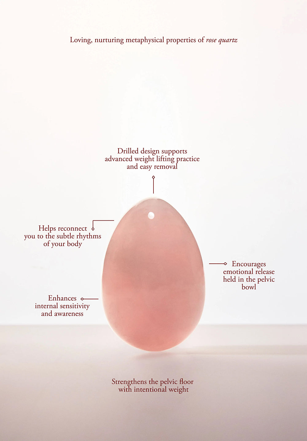Chakrubs Heart Yoni Egg Rose Quartz – Drilled – Light Pink