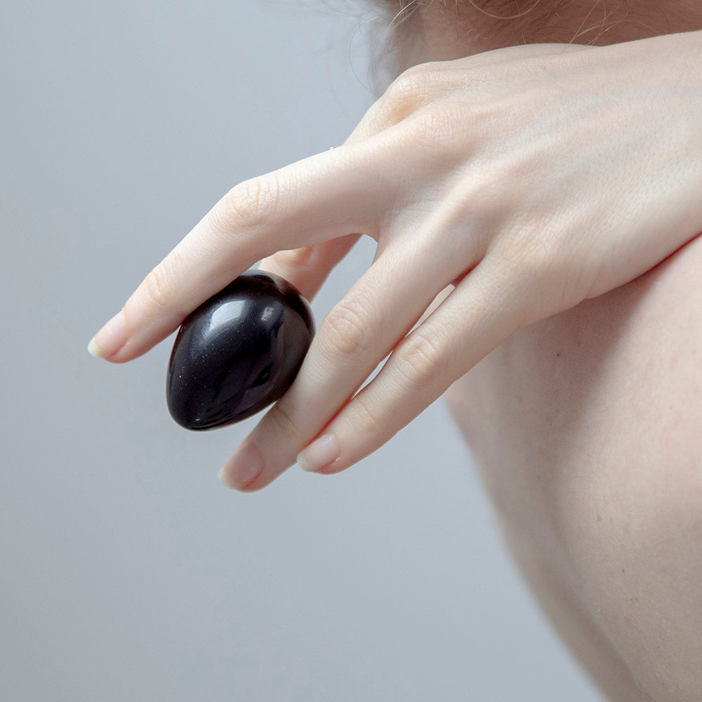 Chakrubs Xaga Yoni Egg – Obsidian Crystal – Drilled