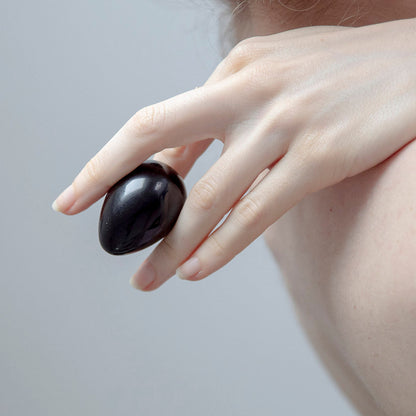 Chakrubs Xaga Yoni Egg – Obsidian Crystal – Drilled