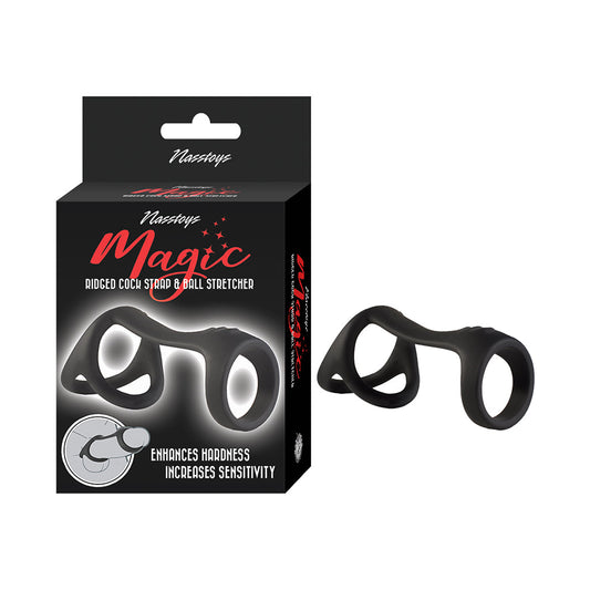 Nasstoys Ridged Cock Strap & Ball Stretcher – Black – Dual-Ring Design for Enhanced Erection