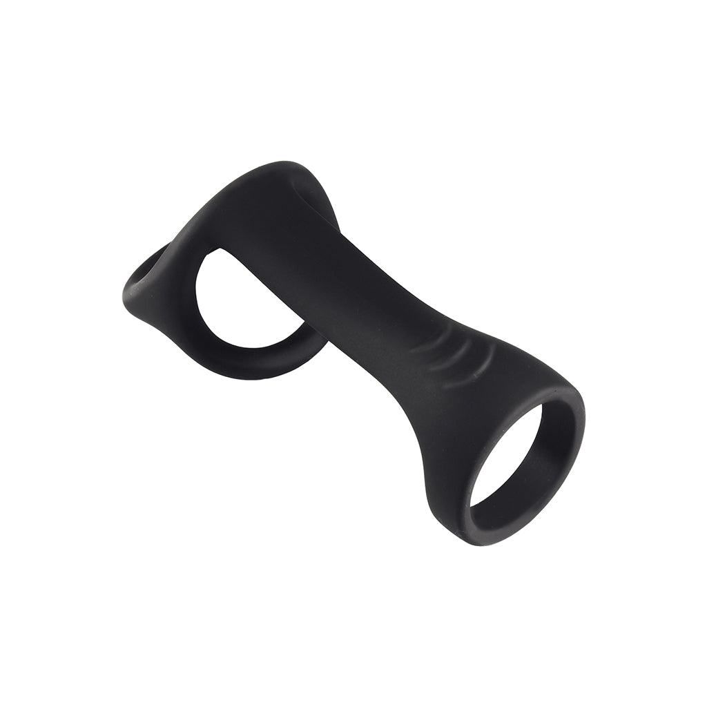 Nasstoys Ridged Cock Strap & Ball Stretcher – Black – Dual-Ring Design for Enhanced Erection