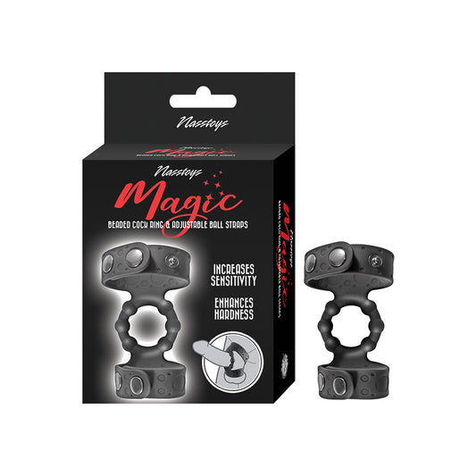 Nasstoys Beaded Cock Ring & Adjustable Ball Straps – Black