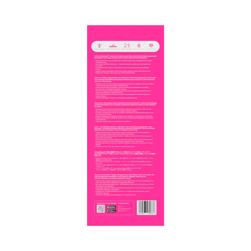 Lovense Velvo Rotating Beaded G-Spot & Clit Rabbit Vibrator – Hot Pink