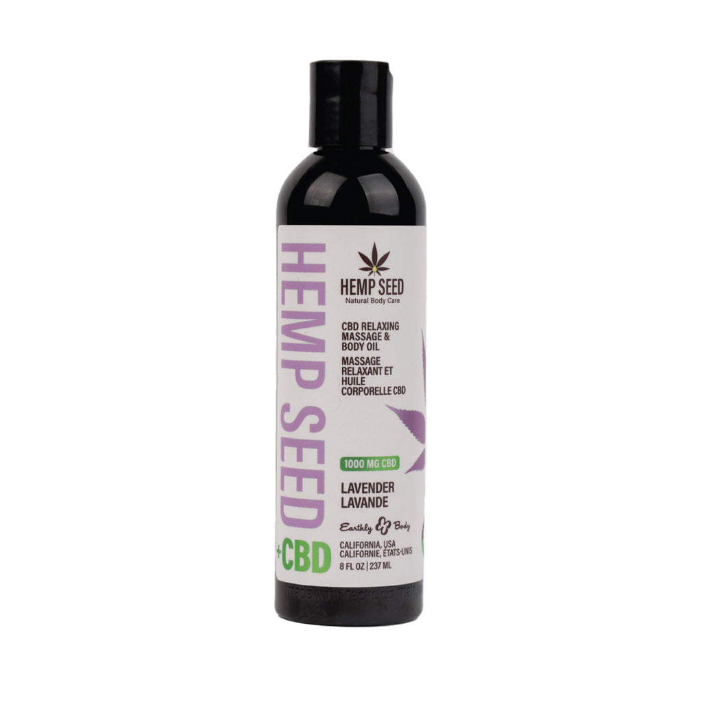 Earthly Body Hemp Seed CBD Relaxing Massage and Body Oil - Lavender - 8 oz