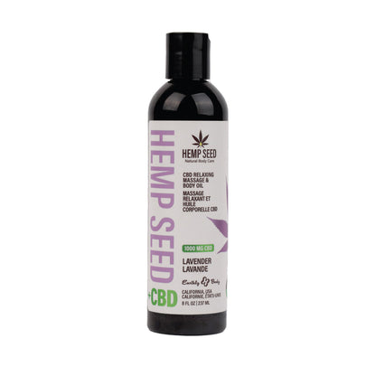 Earthly Body Hemp Seed CBD Relaxing Massage and Body Oil - Lavender - 8 oz