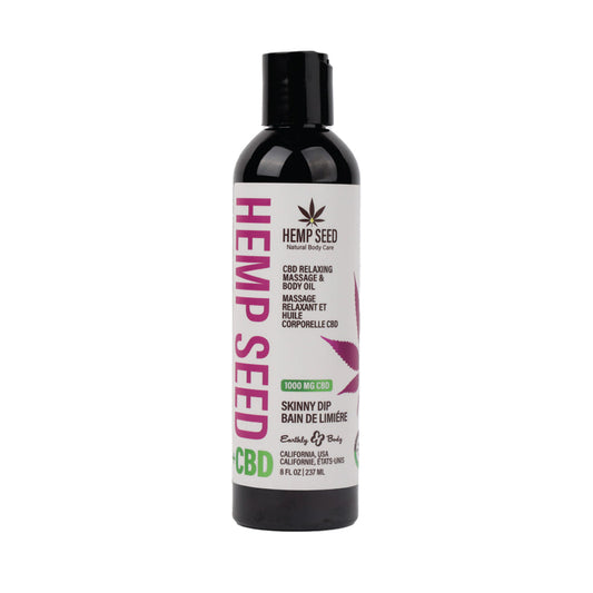 Earthly Body Hemp Seed CBD Massage and Body Oil - Relaxing Vanilla + Cotton Candy - 8 oz