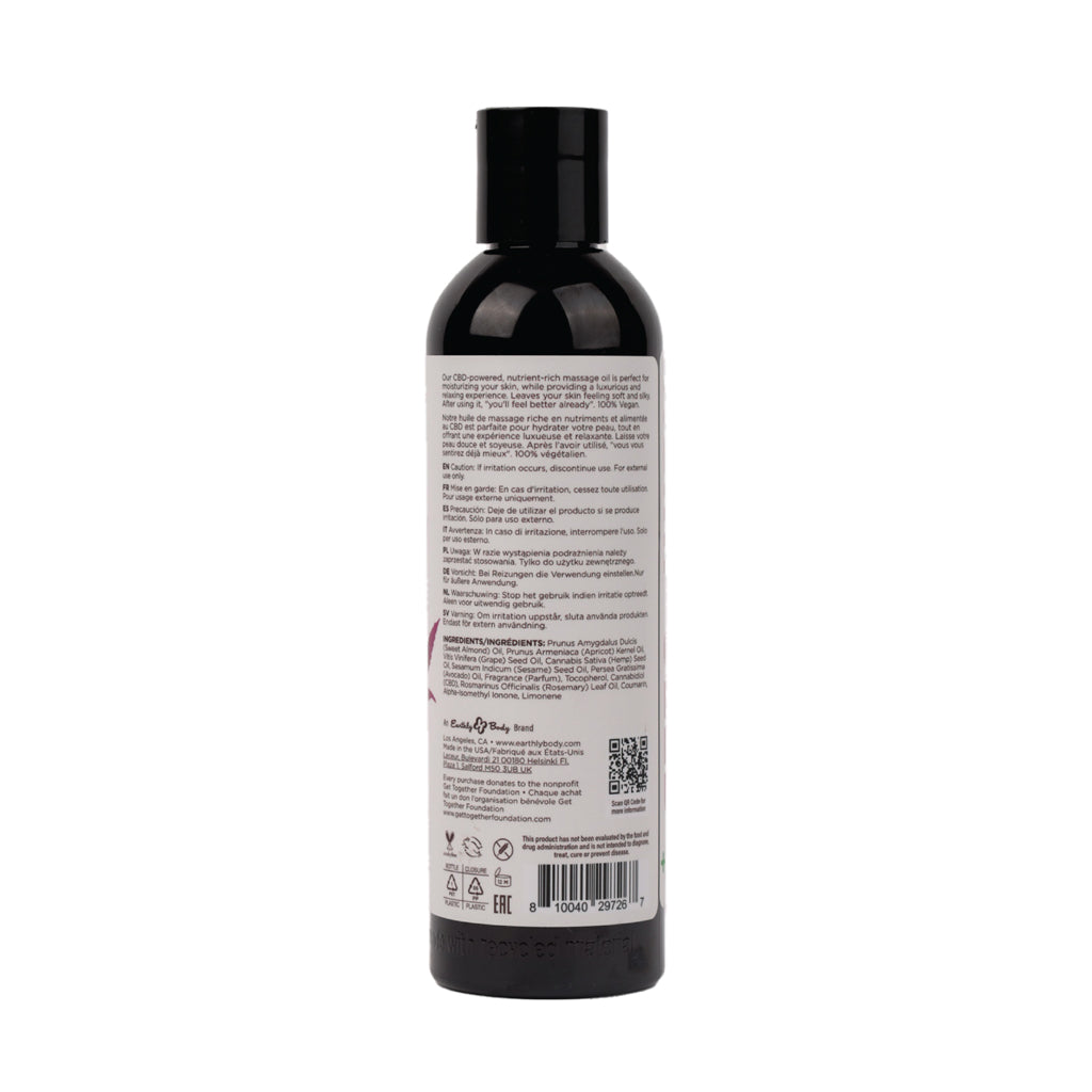 Earthly Body Hemp Seed CBD Massage and Body Oil - Relaxing Vanilla + Cotton Candy - 8 oz