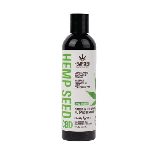 Earthly Body Hemp Seed CBD Relaxing Massage and Body Oil - Naked in the Woods - 8 oz